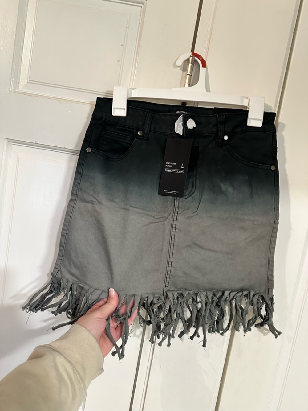 NWT Frayed Hem Ombre Denim Skirt - Black to Gray Fashion Nova